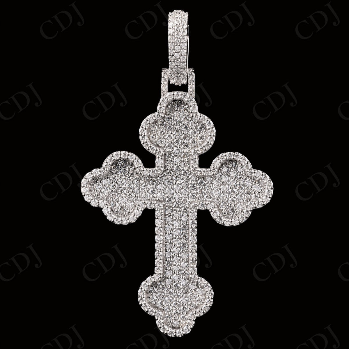2" Inch Floral Criss Cross Moissanite Pendant