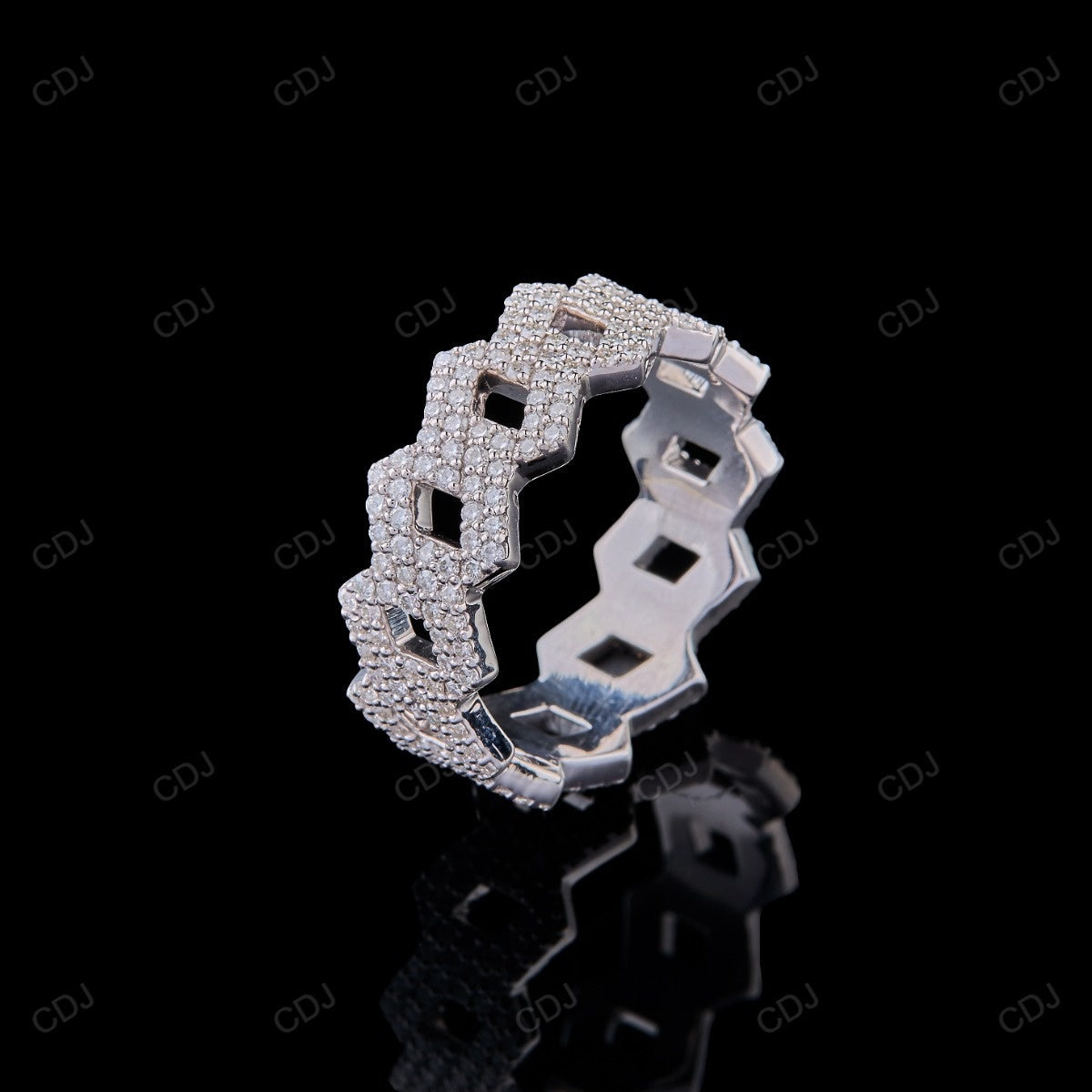 Cuban Link Style Moissanite Men's Ring
