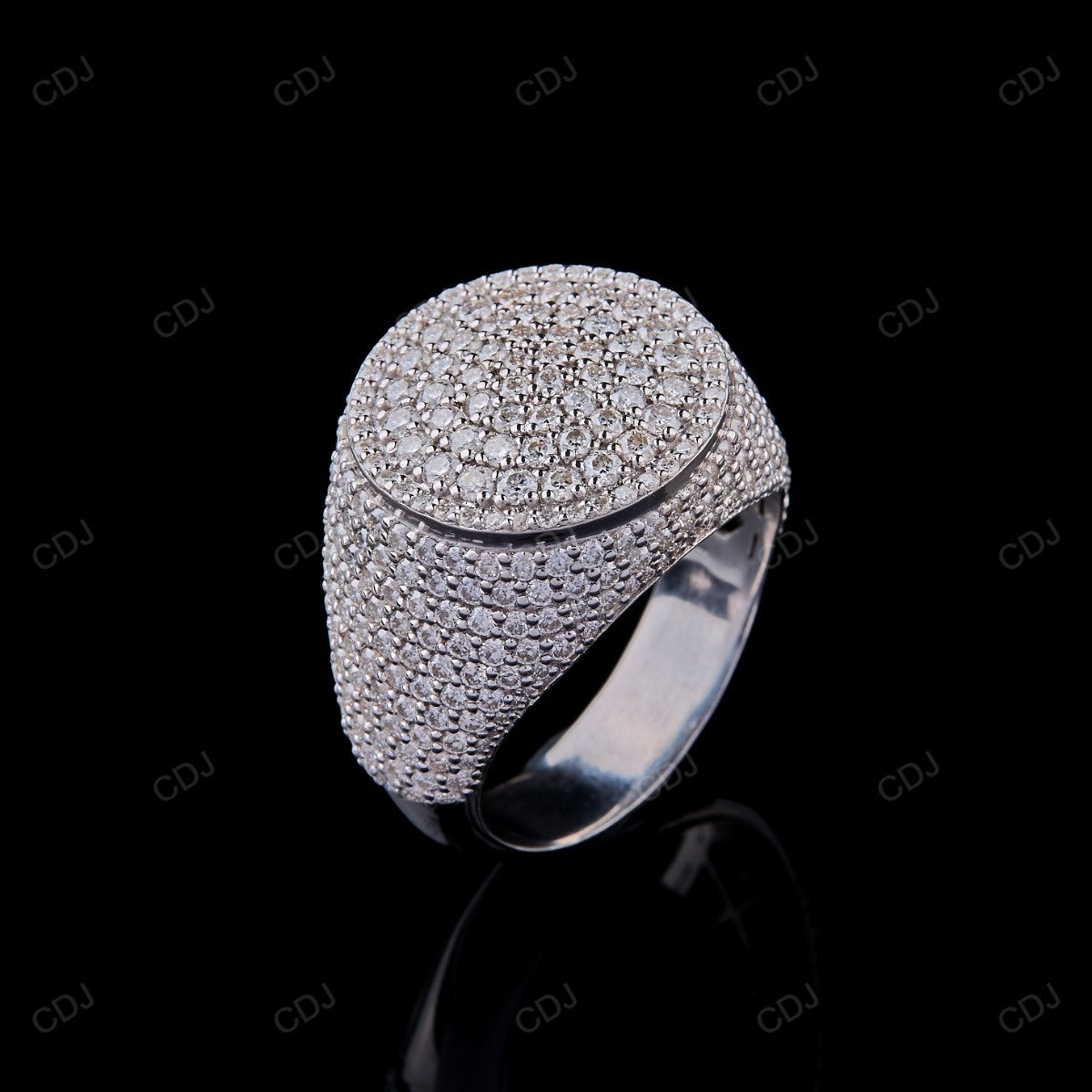 Fully Iced Out Round VVS Moissanite Ring