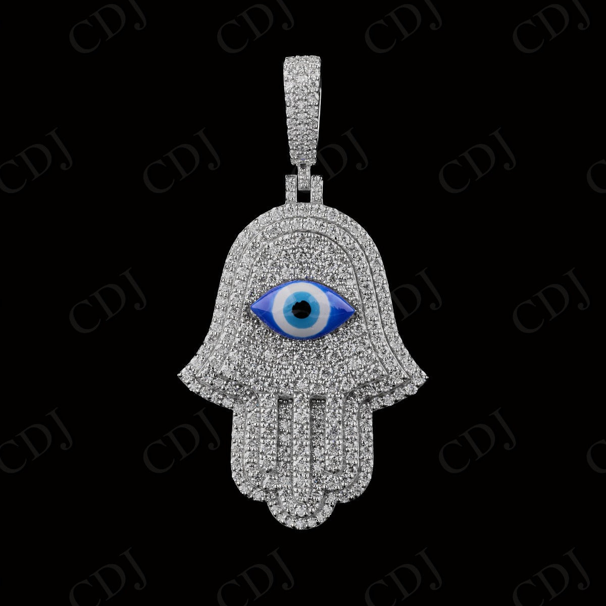 1.5" Inch Hamsa Hand Evil Eye Silver Pendant
