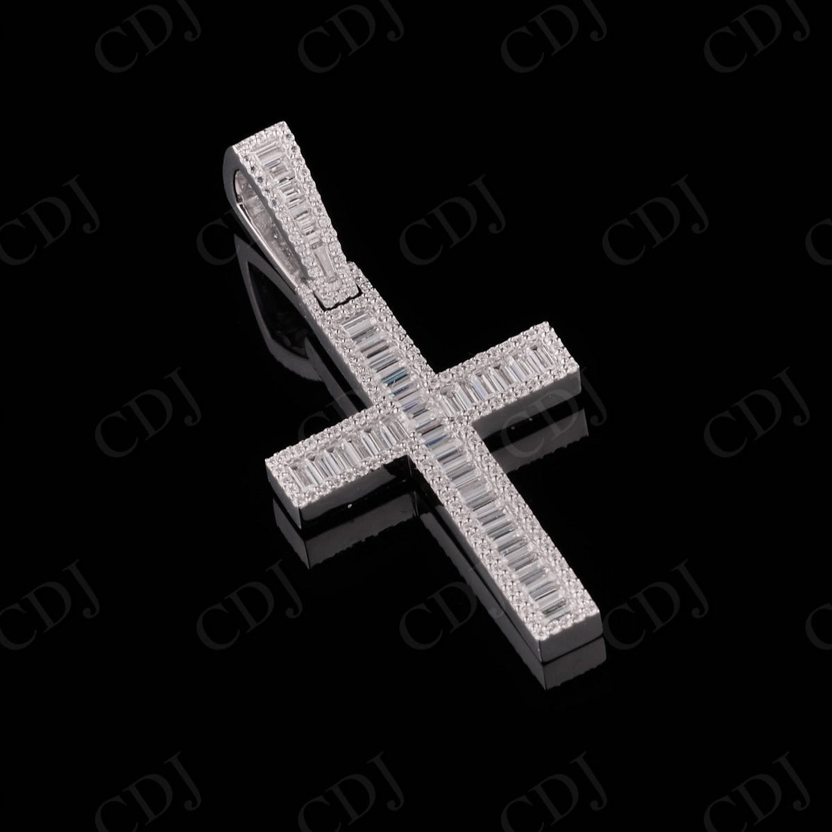 1.50" Inch Baguette Moissanite Cross Pendant