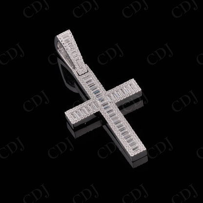 1.50" Inch Baguette Moissanite Cross Pendant