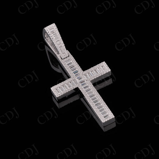 1.50" Inch Baguette Moissanite Cross Pendant