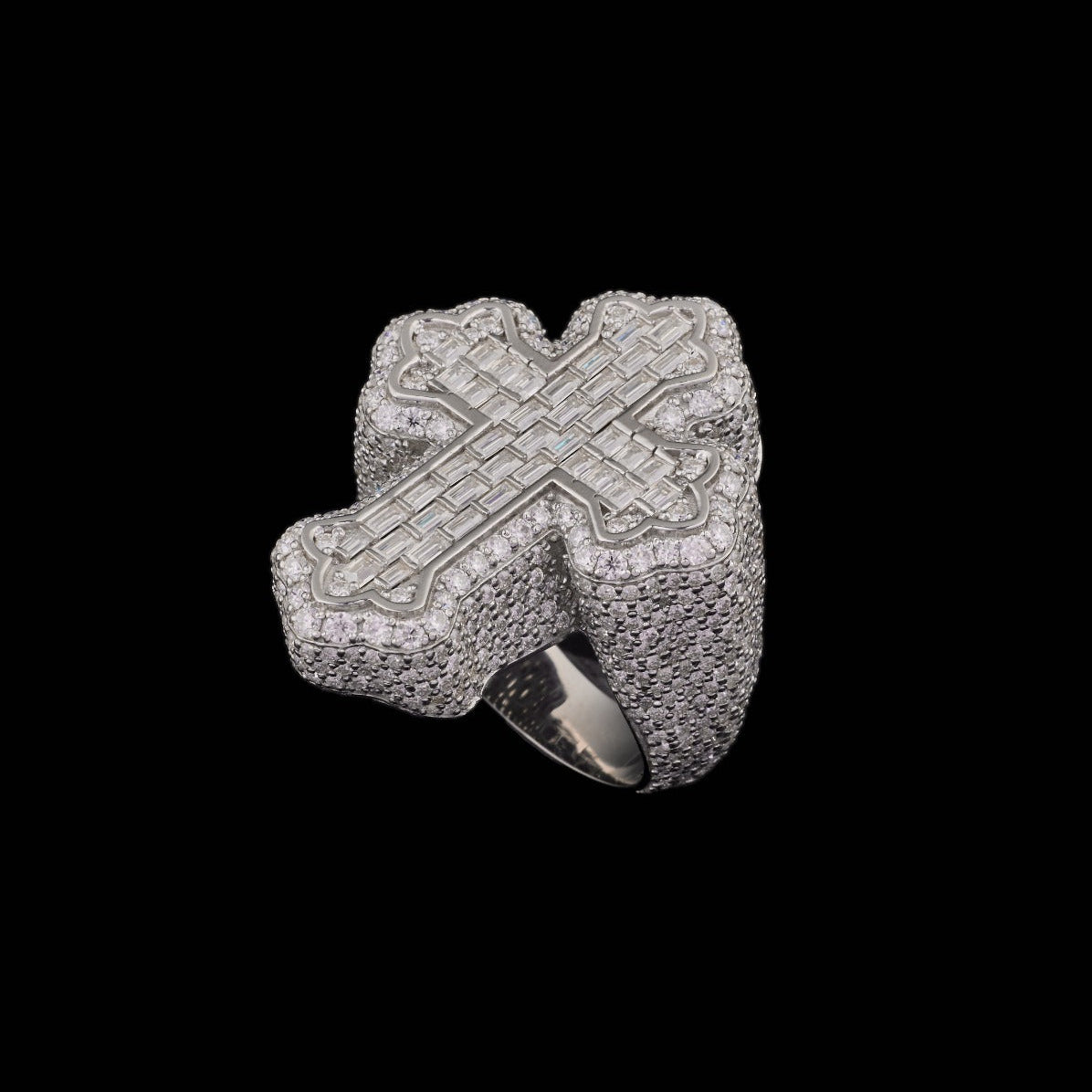 S925 Silver Hip Hop Cross Ring For Men