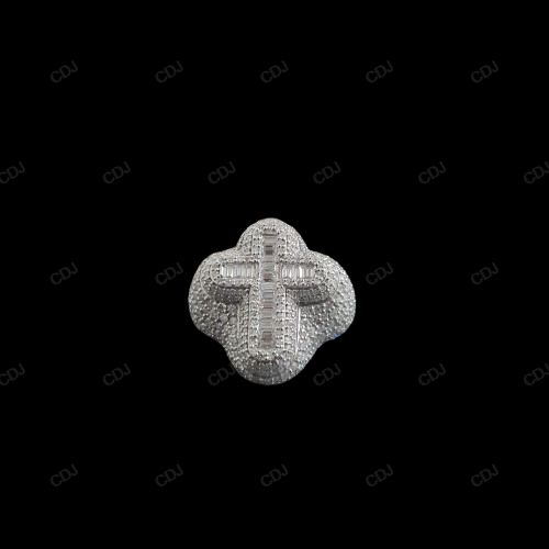 Fully Iced Out Moissanite Cross Hip Hop Ring