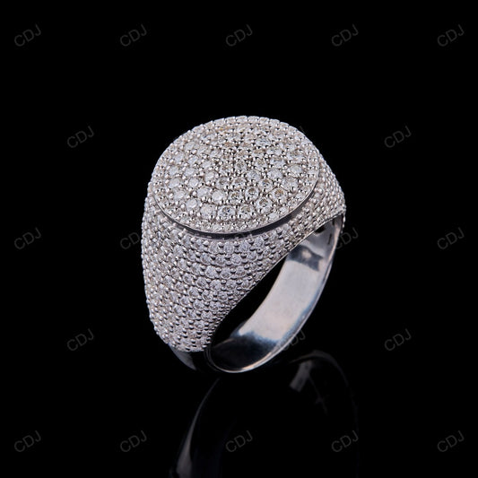 Fully Iced Out Round VVS Moissanite Ring