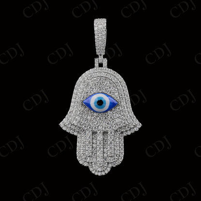1.5" Inch Hamsa Hand Evil Eye Silver Pendant
