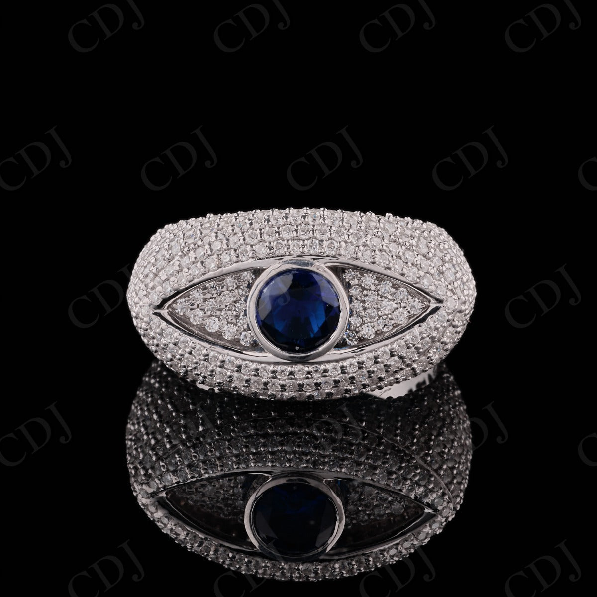 Eye Shap Fully Iced out Moissanite Ring