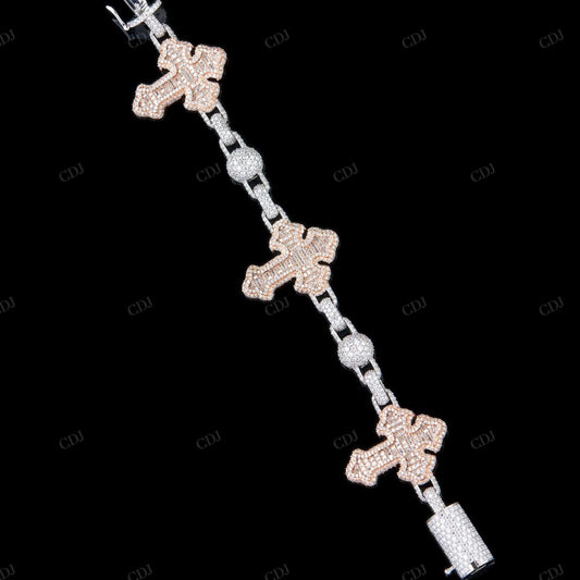 Cross and Ball Link VVS Moissanite Bracelet