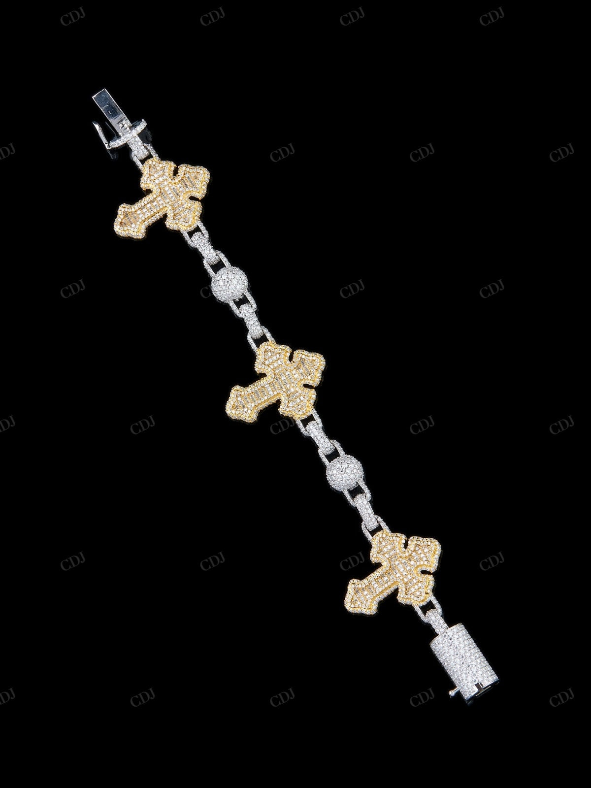 Cross and Ball Link VVS Moissanite Bracelet