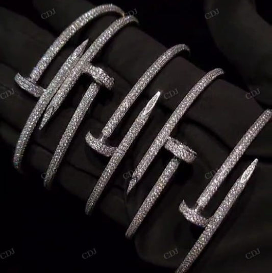 Iced Out Moissanite Cartier Nail Bracelet