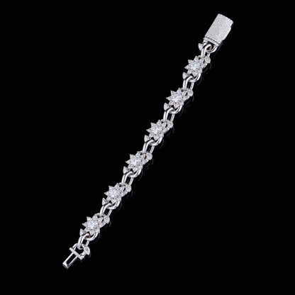 Round Cut Floral VVS Moissanite Bracelet