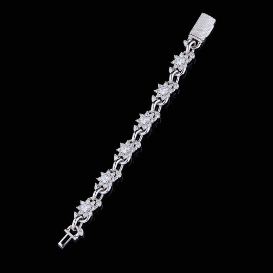 Round Cut Floral VVS Moissanite Bracelet
