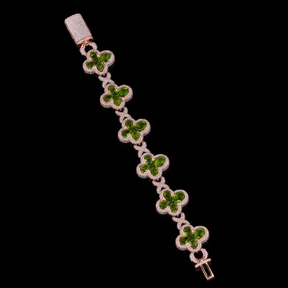 Unique Iced Out Green Pear Bracelet For Women
