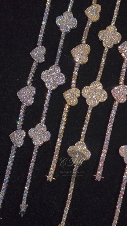 Heart Shape Moissanite Van Cleef Bracelet