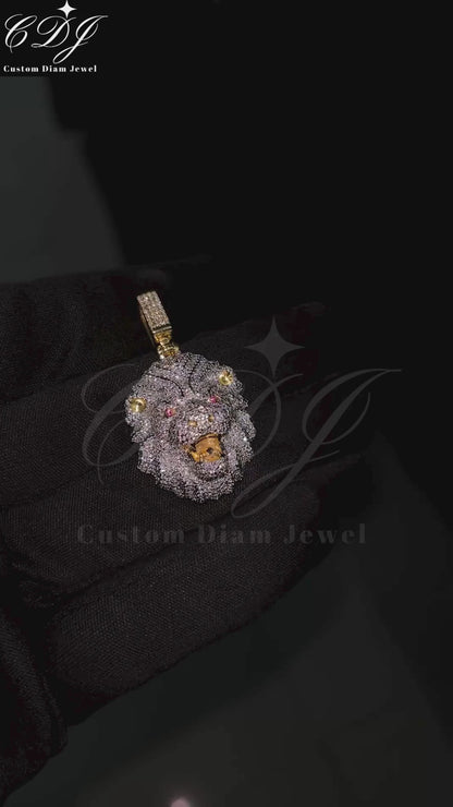 1.0" Inch Lion Face Moissanite Pendant