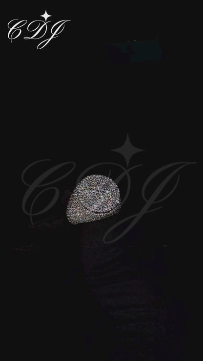 Fully Iced Out Round VVS Moissanite Ring