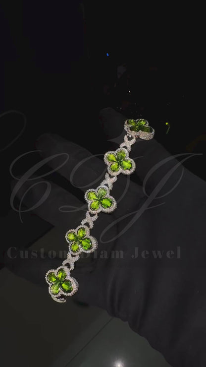Unique Iced Out Green Pear Bracelet For Women
